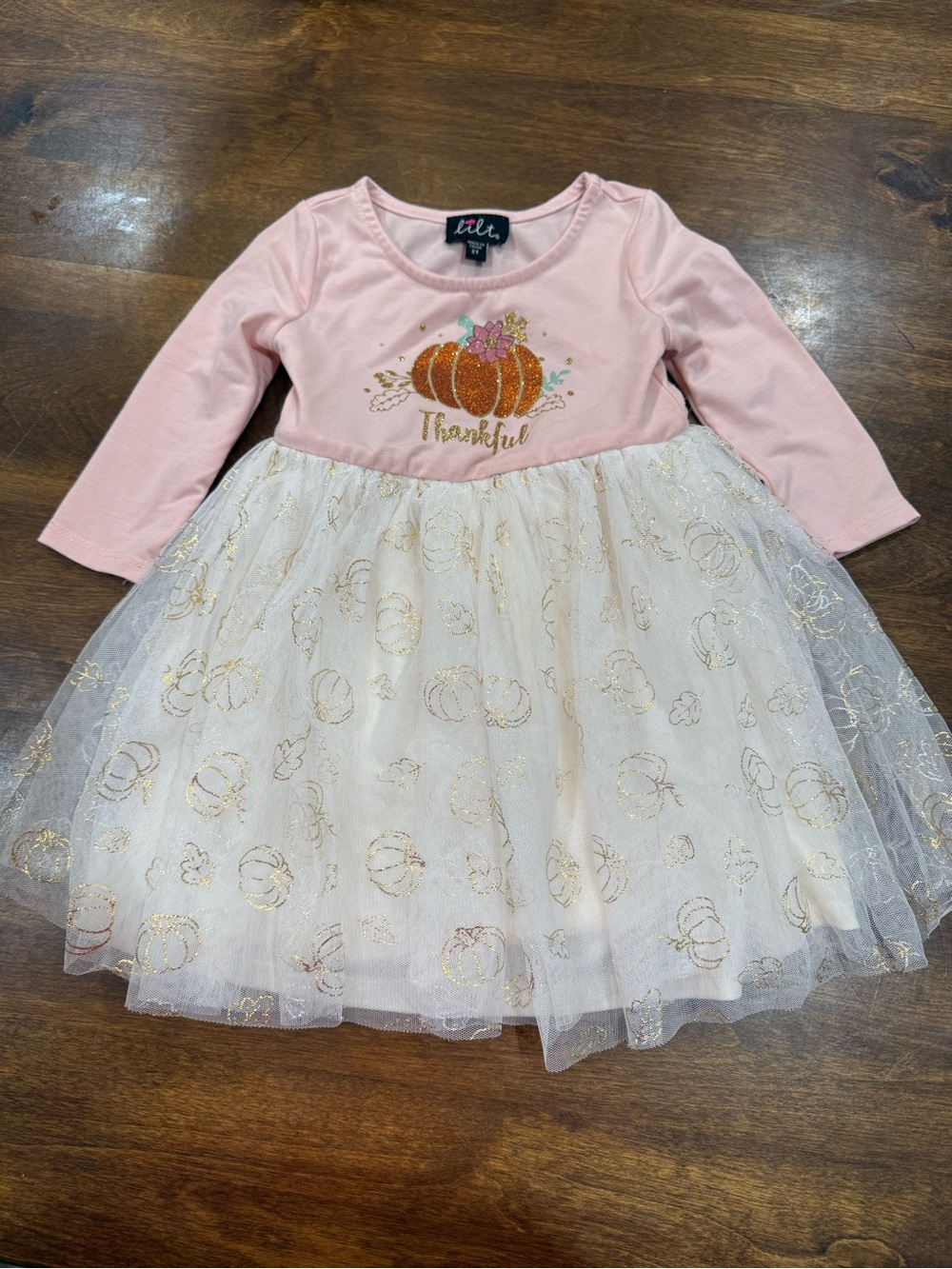 Lilt Pink & Ivory 'Thankful' Pumpkin Tulle Dress